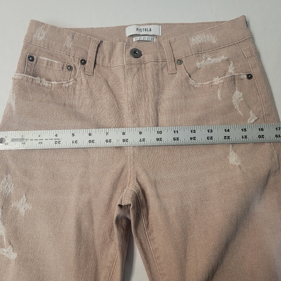 PISTOLA 27-IN Blush Mid Rise Skinny Distressed denim jean with whiskering - Picture 3 of 12